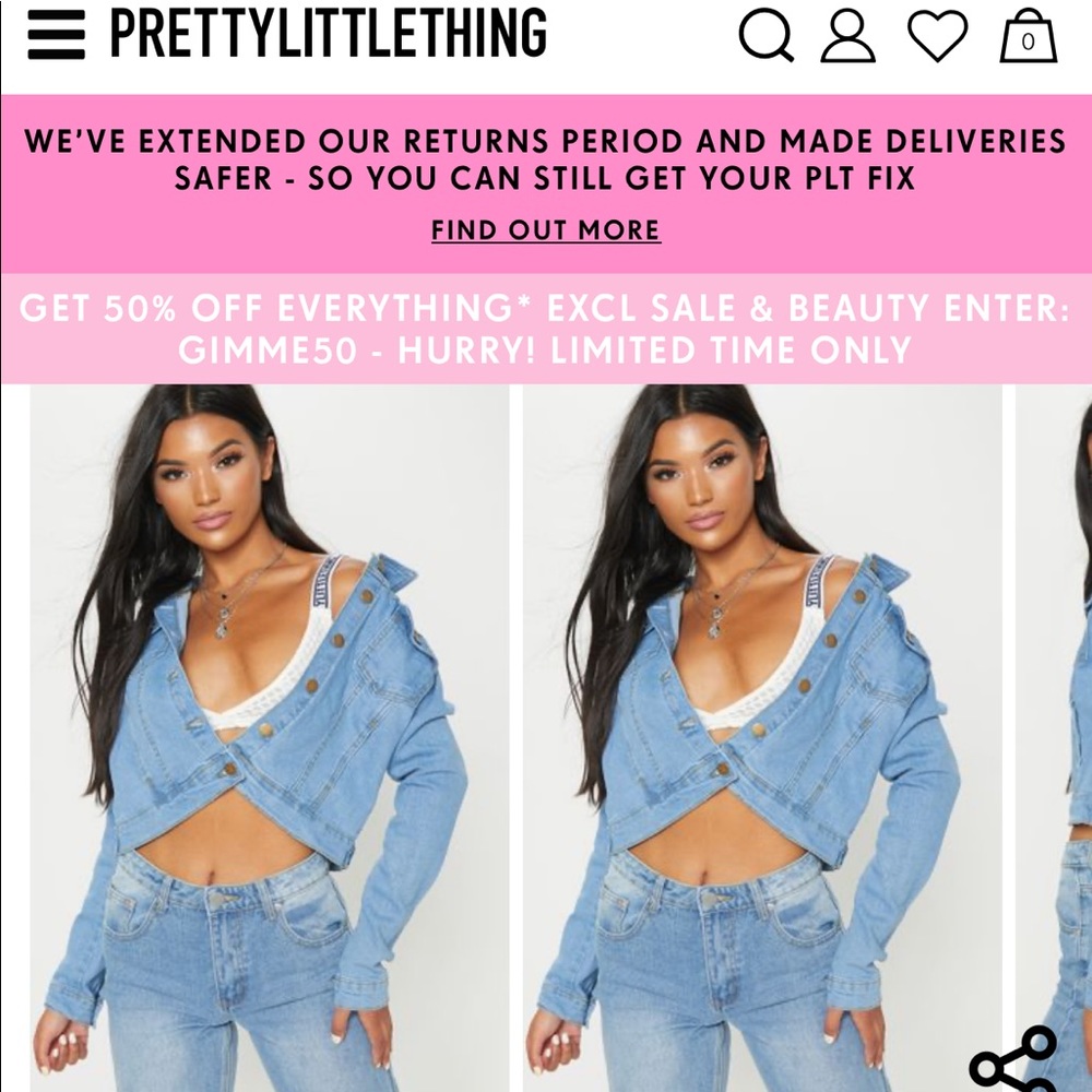 PRETTY LITTLE THING NEW Denim Jean Jacket